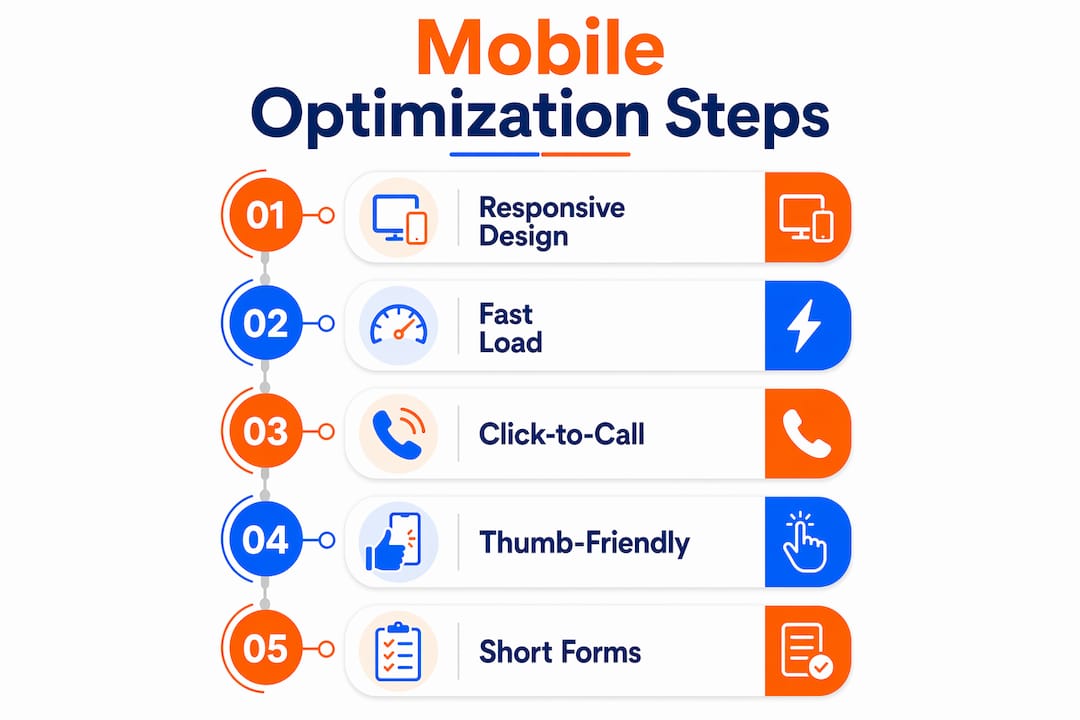 Infographic showing mobile optimization steps