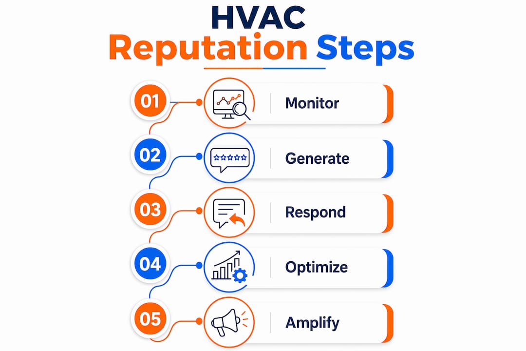 Infographic outlining key HVAC reputation management steps