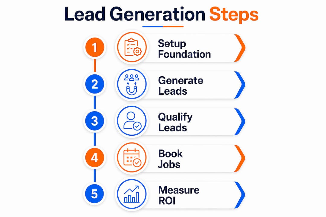 Infographic showing lead generation process steps