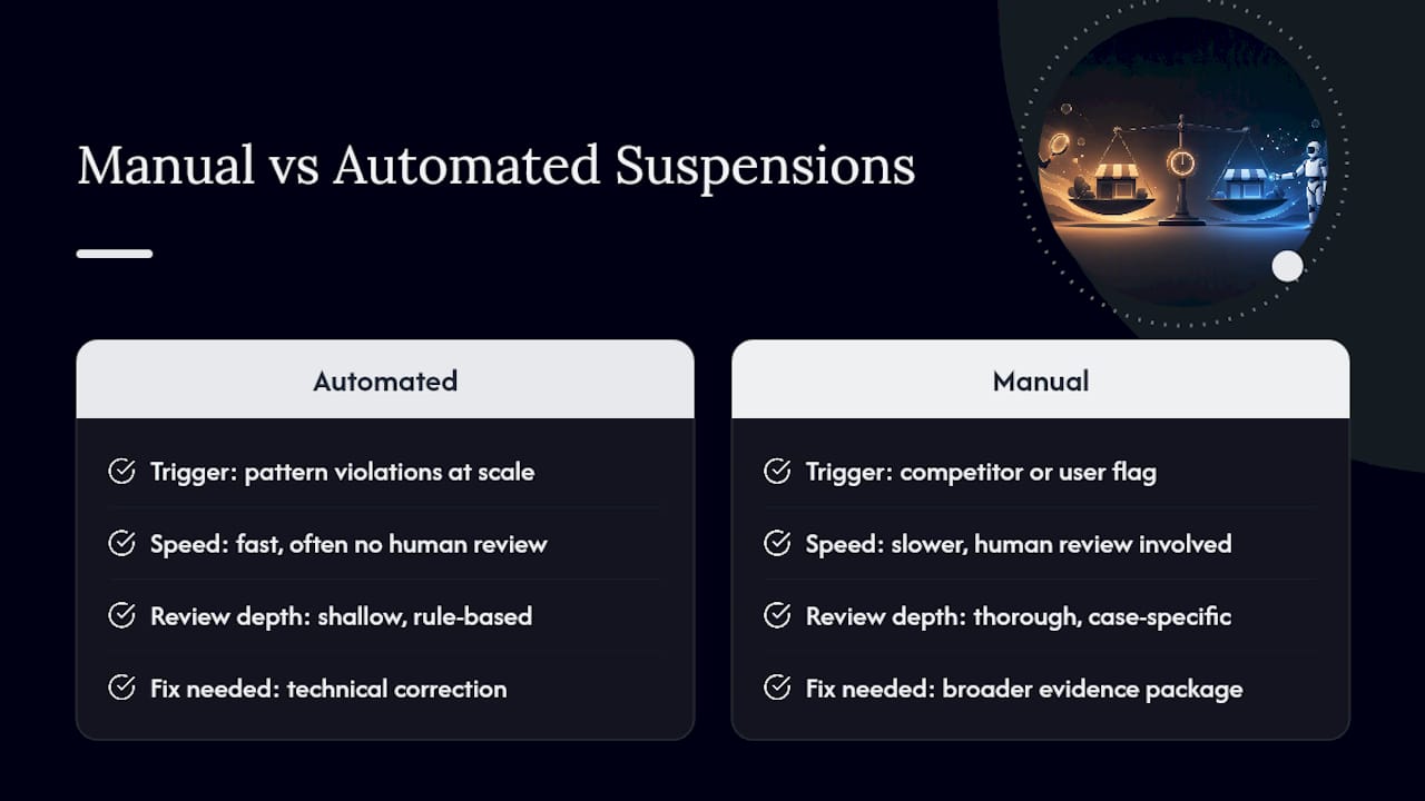 Manual Review vs. Automated Detection: Why It Matters for Your Appeal — overview diagram