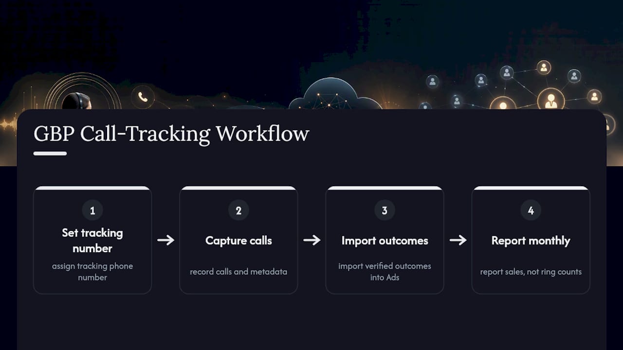 Four-stage GBP call tracking workflow