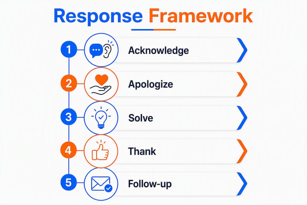 Infographic outlining review response steps