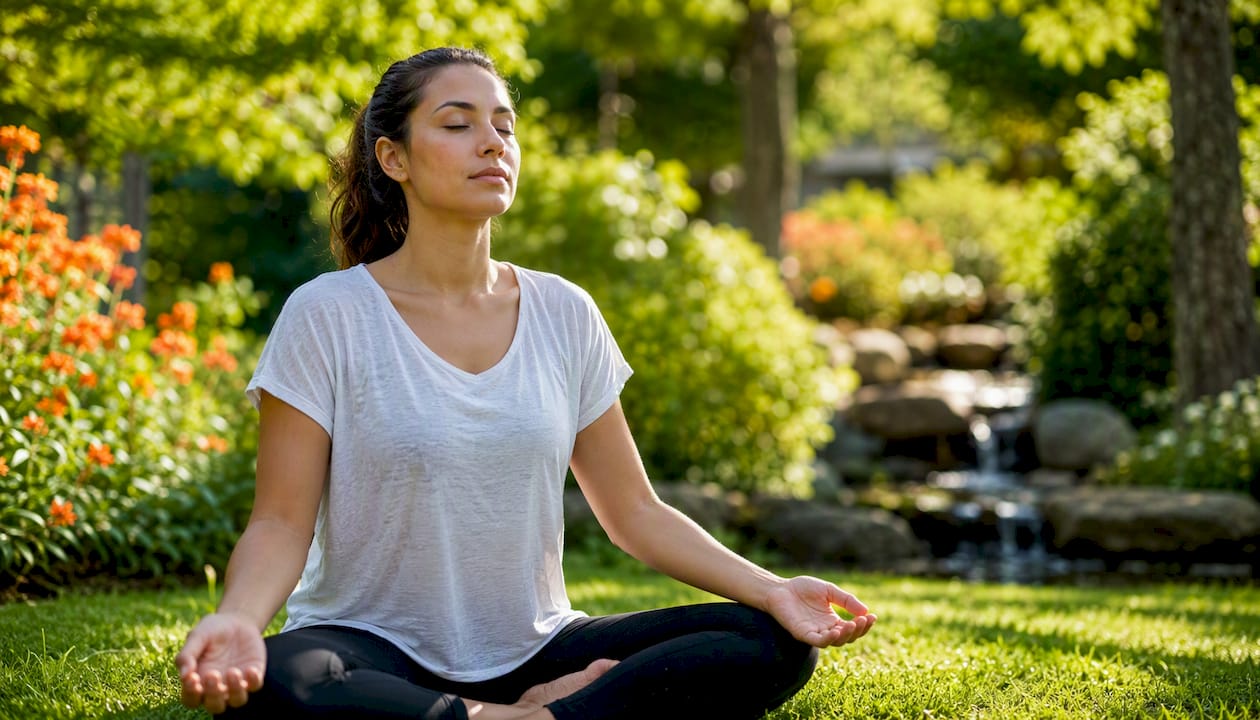 Person practicing box breathing at home