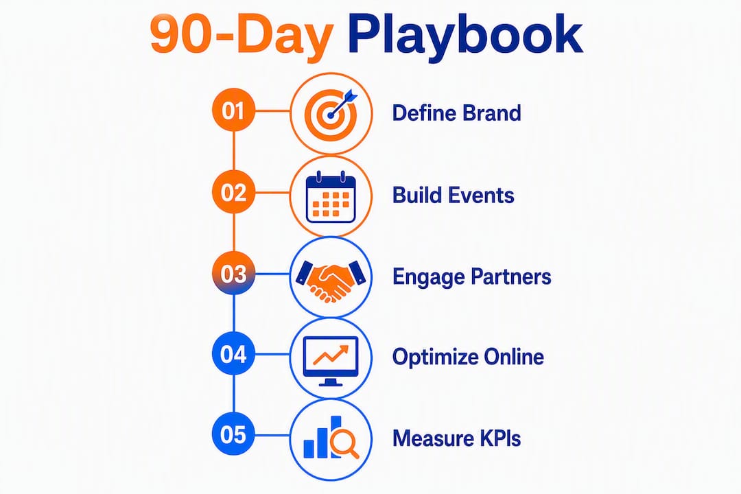 Infographic showing venue brand awareness steps