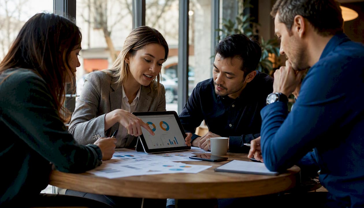 Diverse team discussing CX metrics