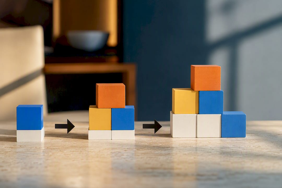 Staged marketing capability transition illustration