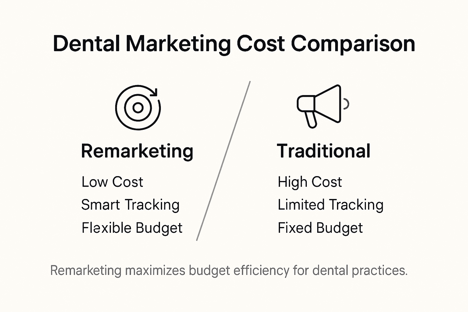 Infographic comparing dental marketing cost efficiency