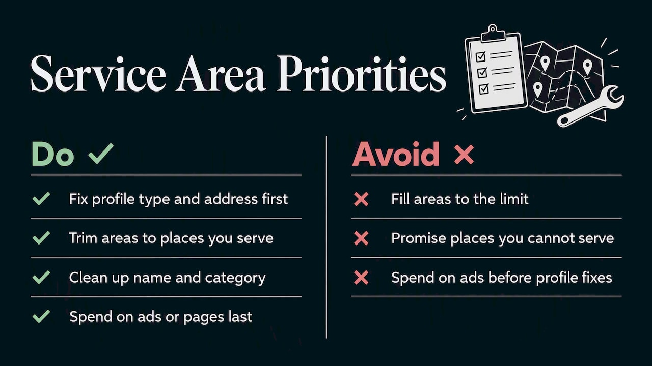 Our perspective: service areas are a filter, not a billboard — overview diagram