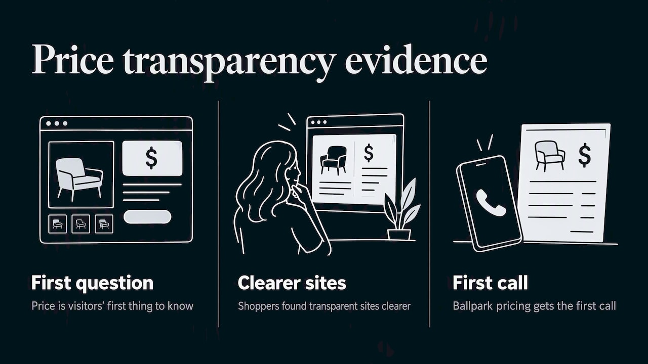 Why a missing price costs you leads — overview diagram