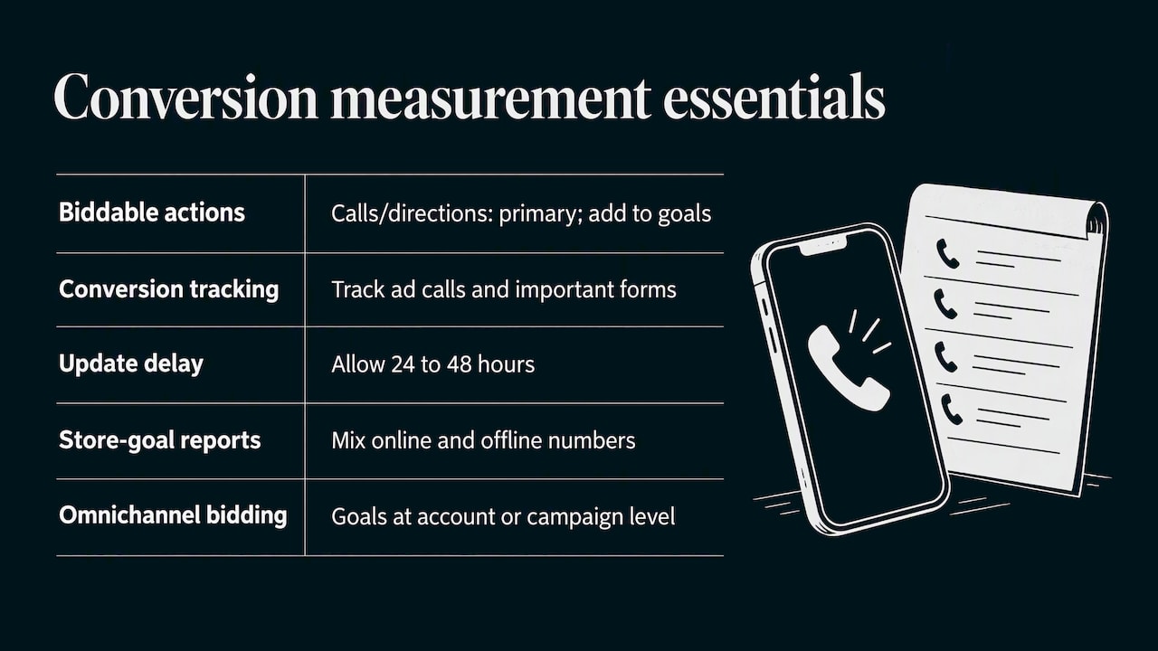 Measuring calls, directions, visits and sales — overview diagram