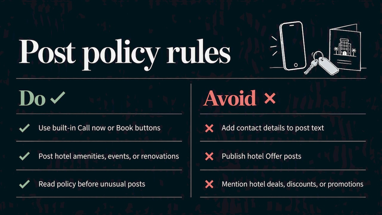 What Google does not allow in posts — overview diagram